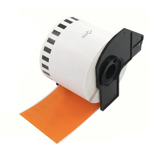 Brother DK-22205 compatible labels orange, 62mm x 30,48m