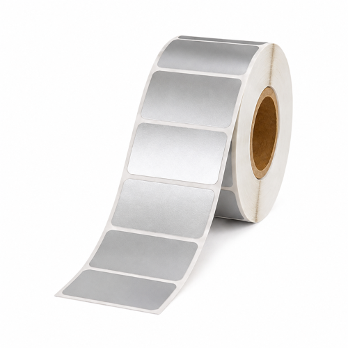 Zebra compatible labels silver, 51 x 25mm, plastic, 2580 labels, thermal transfer